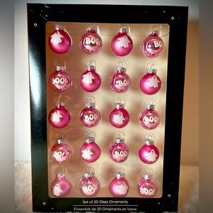 Toil and Trouble Set of 20 Mini Halloween‎ Pink Glass Ornaments